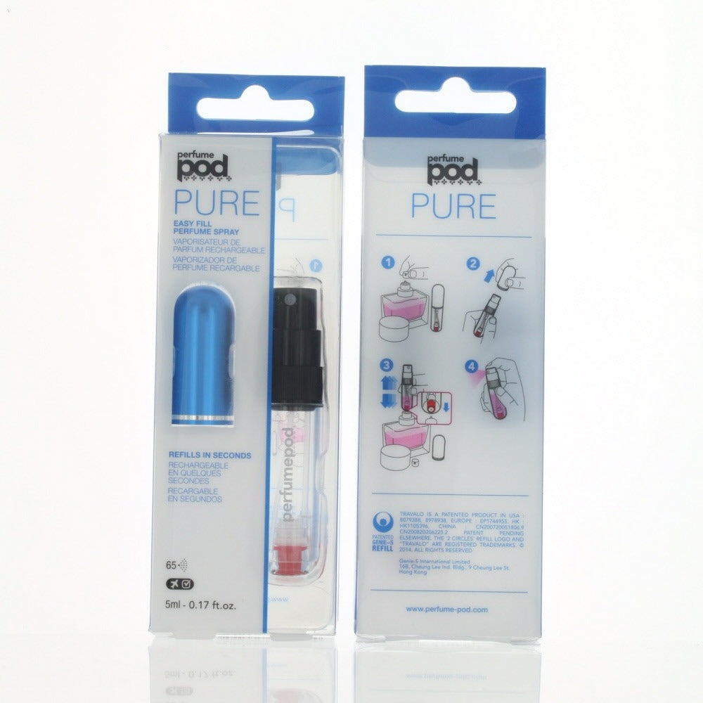 Perfume Pod Pure Blue Fragrance By Travalo 0.17 Oz Refillable Spray For Unisex In Box