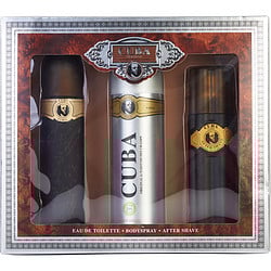 Cuba Cuba Gold 3 Pc Set Eau De Toilette Spray 3.3, Deo Spray 6.7, A/S 3.3 Oz Cologne