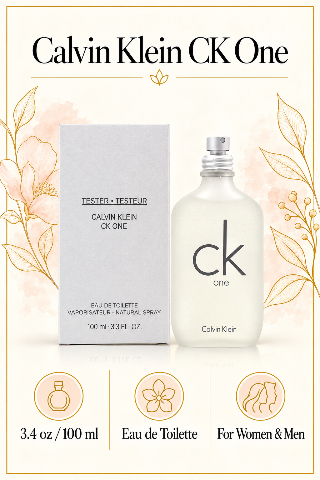 Ck One by Calvin Klein 3.4 Oz Eau De Toilette Spray for Unisex Tester - Size [Drive:1oI98ZtHPZcEFefM55m6bwZi69oyi2ZFU]