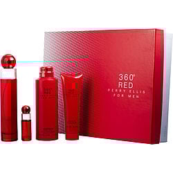 Perry Ellis Perry Ellis 360 Red 4 Pc Set Eau De Toilette Spray 3.4, Deo 6.0, Sg 3.0, Spray 0.25 Oz Cologne