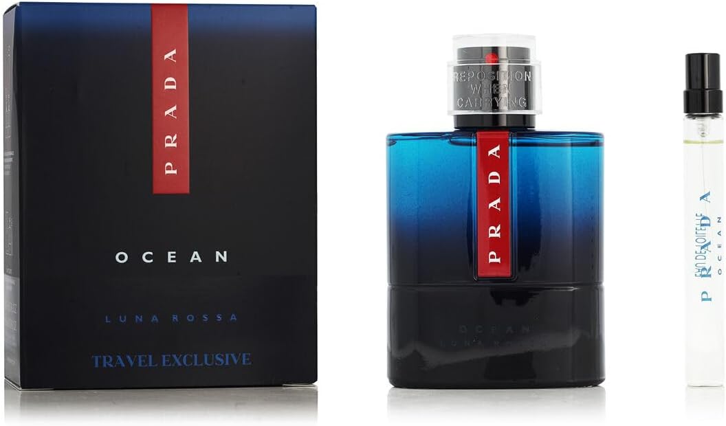 Prada Luna Rossa Ocean by Prada Travel Set (3.3 oz EDT Sp & mini) for Men