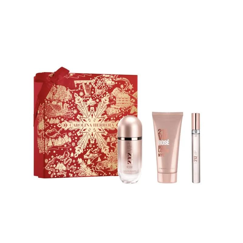 212 VIP Rose By Carolina Herrera 3 pcs Gift Set for Women