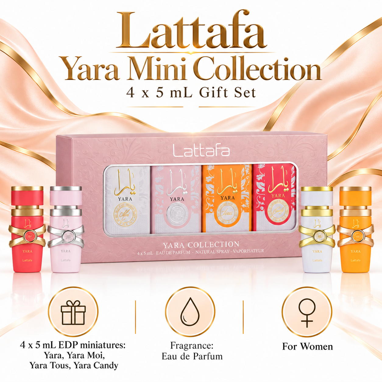 Lattafa Yara Mini Collection 4 x 5 mL Eau de Parfum gift set for women