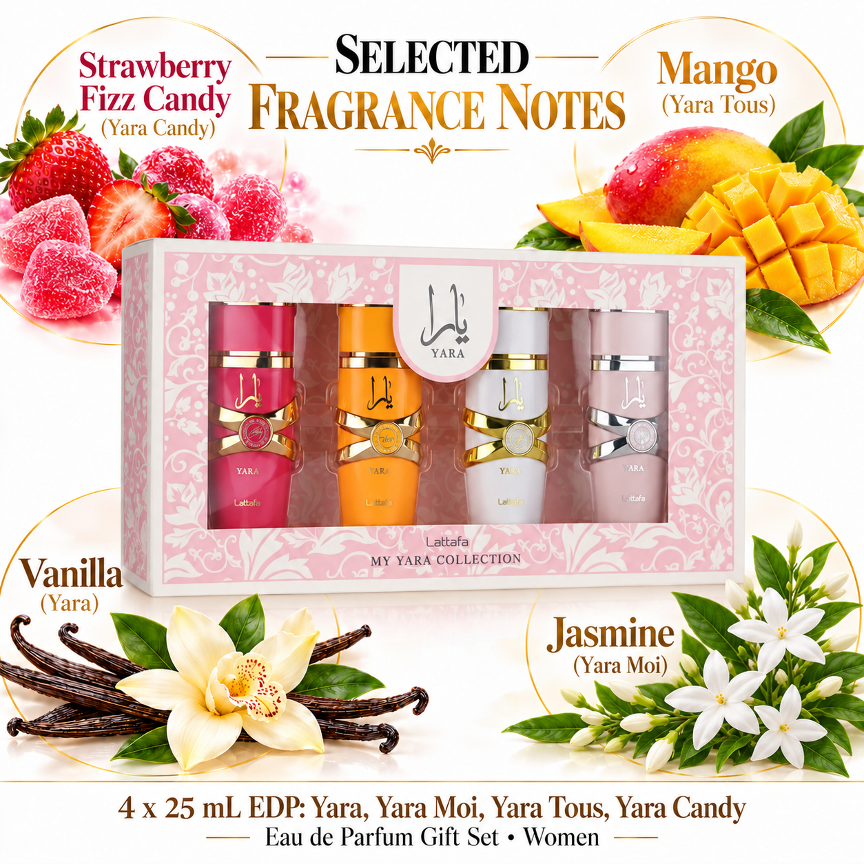 Lattafa My Yara Collection selected fragrance notes