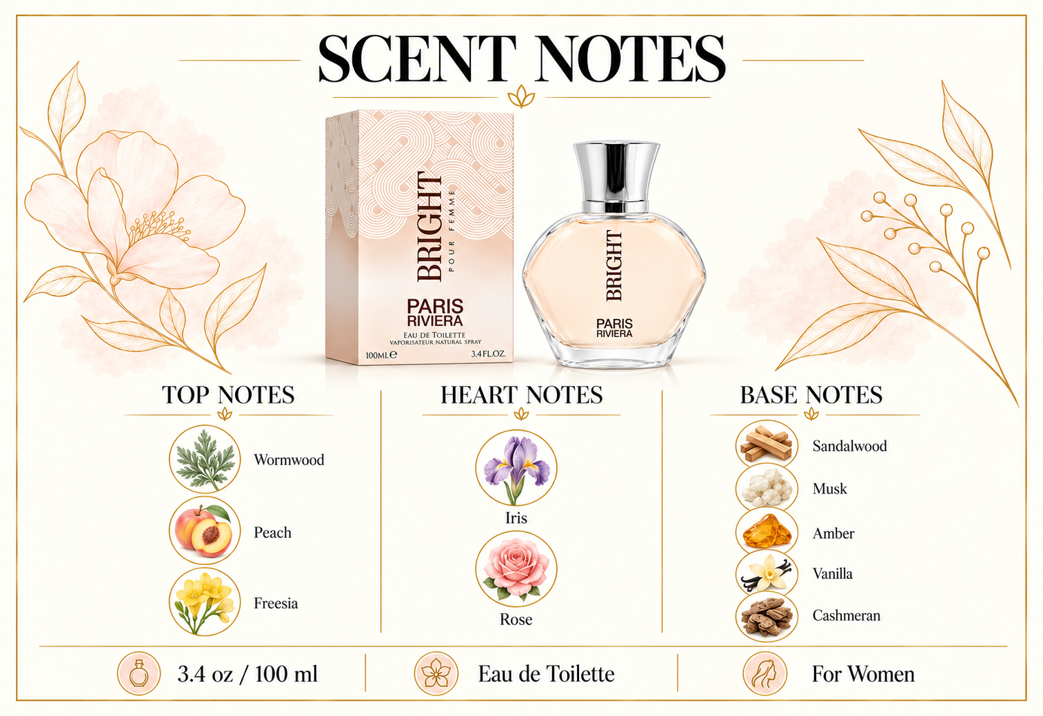 Riviera Bright by Paris 3.4 Oz Eau De Toilette Spray for Women - Notes [Drive:1B00wzbf5JX7-6BA02ijBiJxJNSsjVS1u]