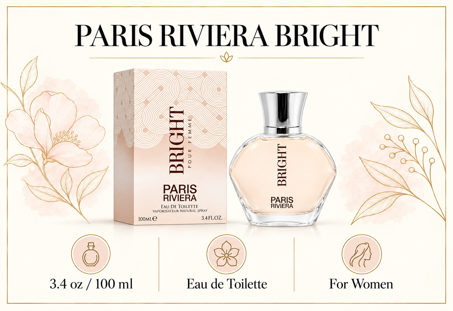 Riviera Bright by Paris 3.4 Oz Eau De Toilette Spray for Women - Size [Drive:1L4EtLHCp5Oo56sHEqXUA4QjTNYa77c8H]