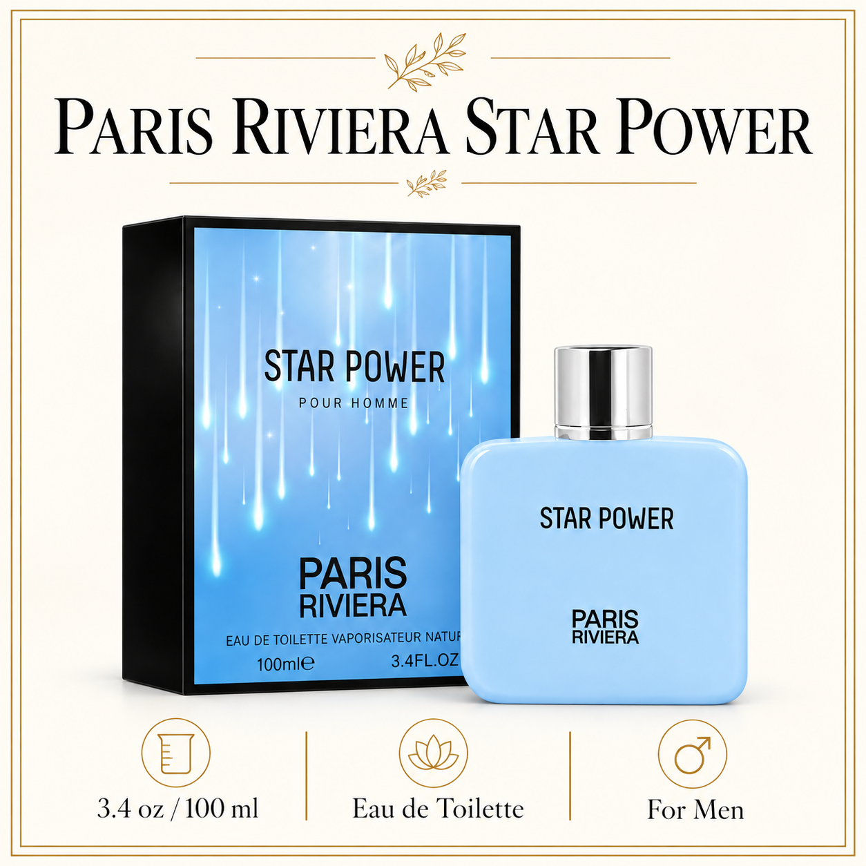 Riviera Star Power by Paris 3.4 Oz Eau De Toilette Spray for Men - Size [Drive:11-LA1Yi9ktVHQnkhGgKeoKmaFB2PBPrC]