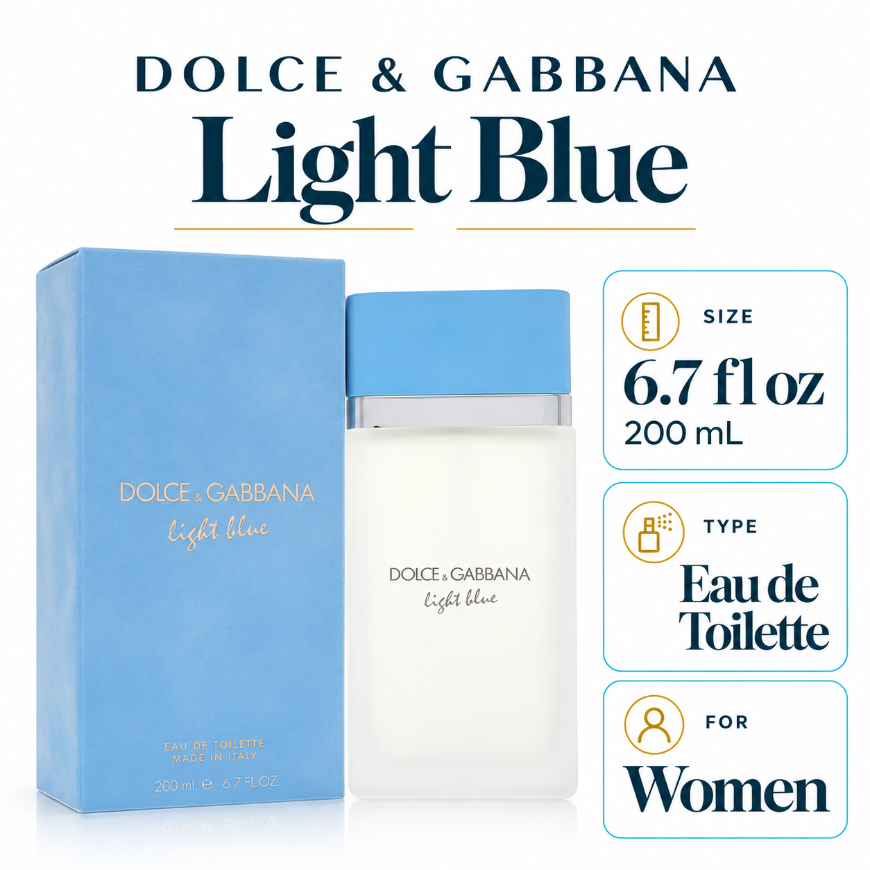Dolce & Gabbana Light Blue Women 200 mL Eau de Toilette - size, type and gender