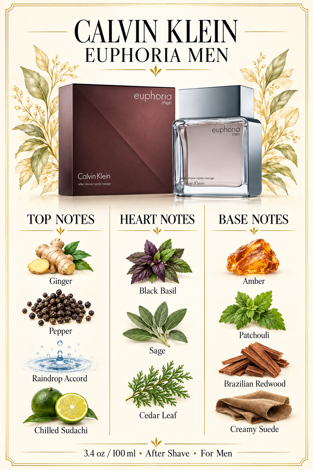 Euphoria M After Shave by Calvin Klein 3.4 Oz for Men - Notes [Drive:13nMtOSx_AinjtAh1sq5EYYjoqAQD2x-W]