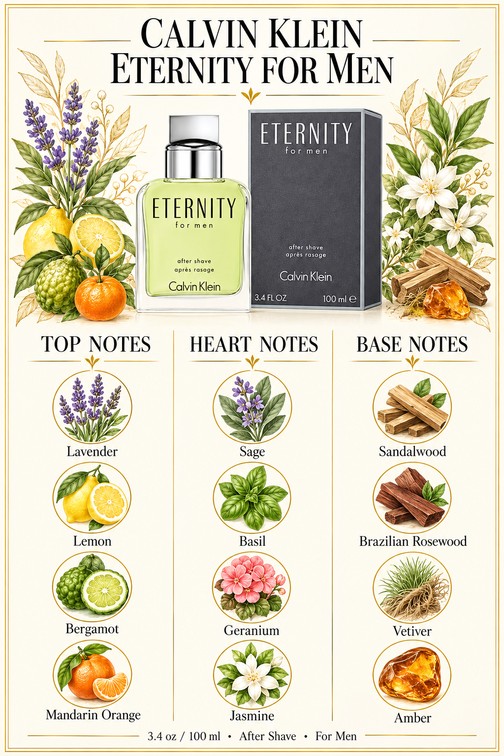 Eternity M After Shave by Calvin Klein 3.4 Oz for Men - Notes [Drive:1F2r-I_dKQDSGQTjxPjpO45PxKGuDDf6L]