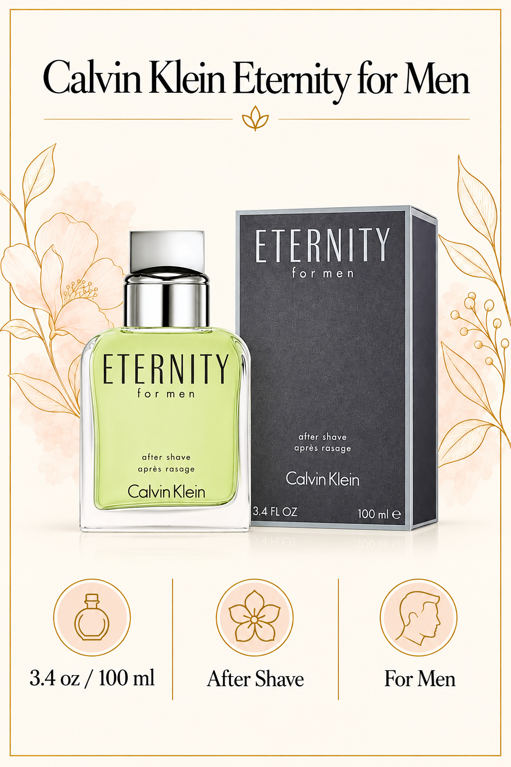 Eternity M After Shave by Calvin Klein 3.4 Oz for Men - Size [Drive:1pOj7eFKa6xU-vP5gTs-C9wlVm93ROU-G]