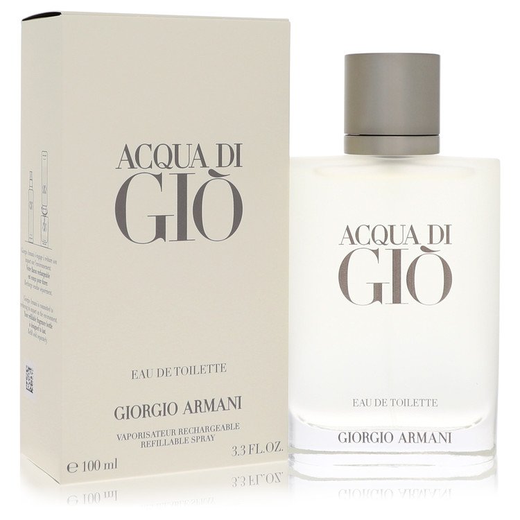 Acqua Di Gio Cologne by Giorgio Armani Eau De Toilette Spray Refillable 3.4 oz for Men - Authentic Fragrance - Discount Men Perfume or Cologne Fragrance