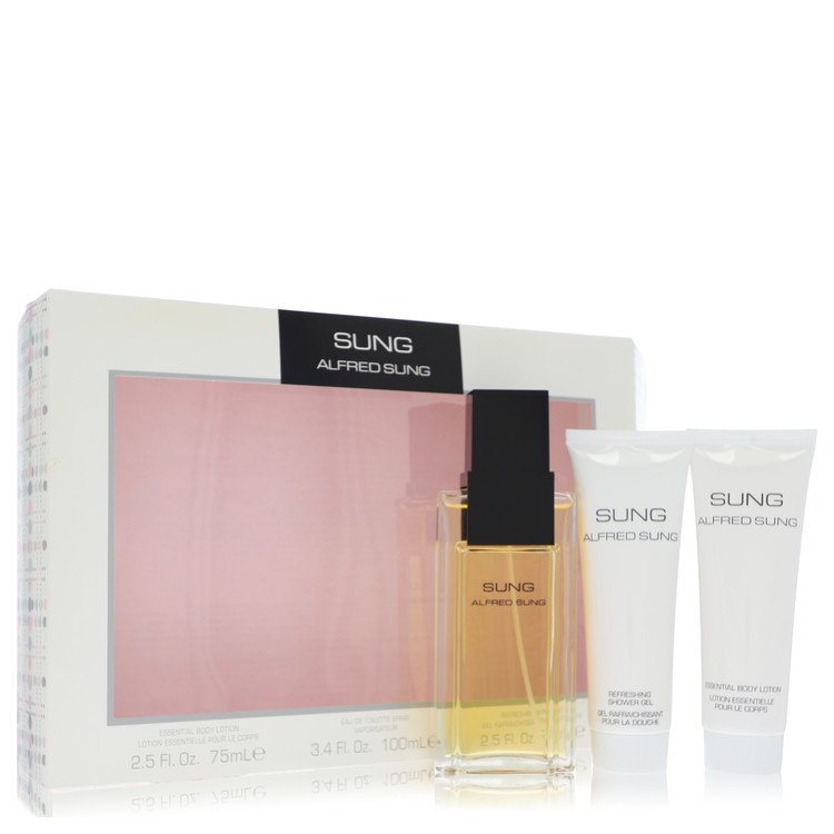 Alfred SUNG Perfume by Alfred Sung Gift Set -- 3.4 oz Eau De Toilette Spray + 2.5 oz Body Lotion + 2.5 oz Shower Gel for Women - Authentic Fragrance - Discount Women Perfume or Cologne Fragrance