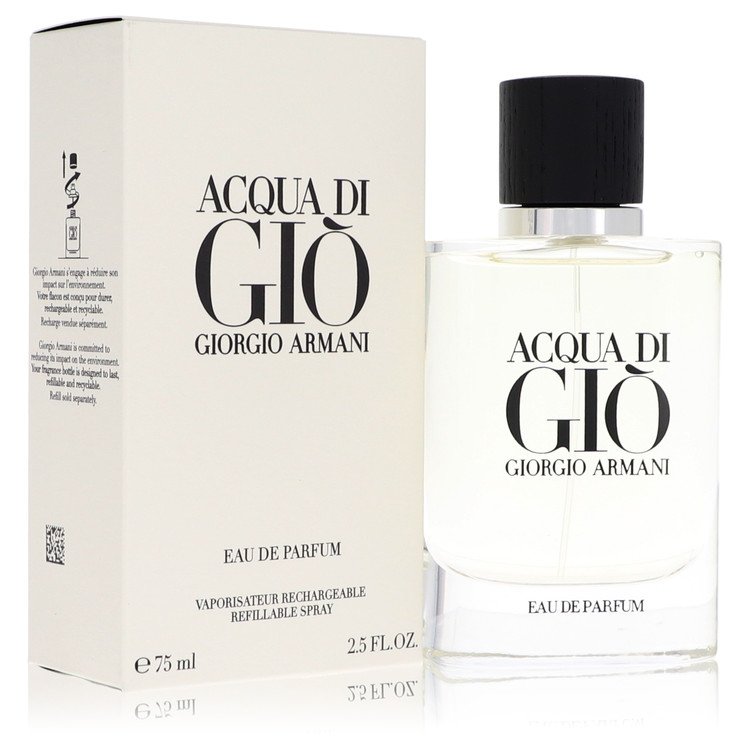 Acqua Di Gio Cologne By Giorgio Armani 2.5 Oz Eau De Parfum Refillable Spray For Men In Box