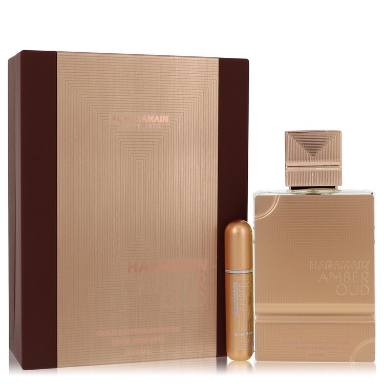 Al Haramain Amber Oud Gold Edition Extreme Perfume by Al Haramain Gift Set 6.7 oz 6.7 Pure Perfume Spray + 0.34 oz Refillable Spray for Women - Authentic Fragrance - Discount Women Perfume or Cologne Fragrance