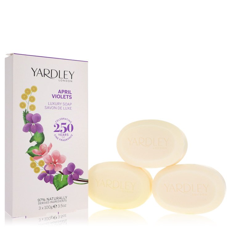 April Violets Perfume by Yardley London 3 x 3.5 oz Soap 3.5 oz for Women - Authentic Fragrance - Discount Women Perfume or Cologne Fragrance