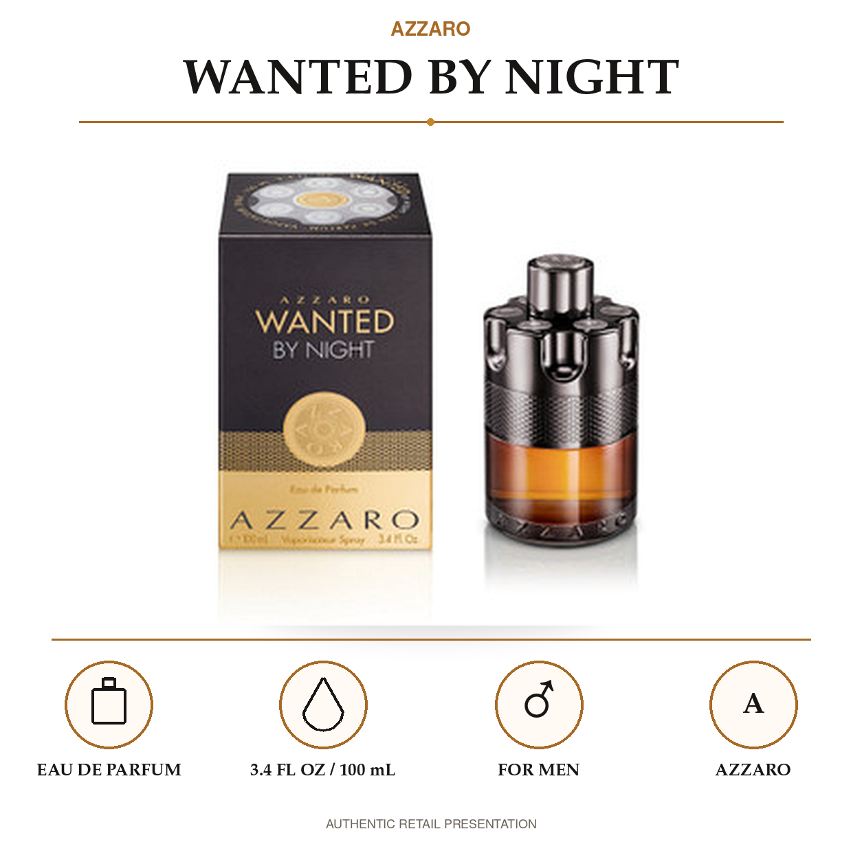 Wanted by Night by Azzaro 3.4 Oz Eau De Parfum Spray for Men - Size [Drive:1_5Soxb2iYCDBTBmRLL3hkG5SVrPi2Z7p]