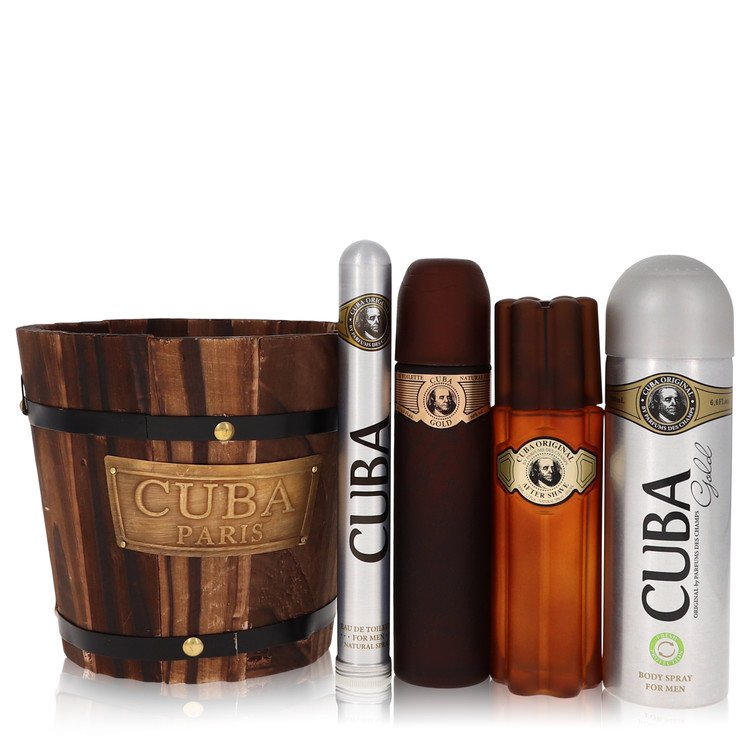 Cuba Gold Cologne by Fragluxe Gift Set -- 3.4 oz Eau De Toilette Spray + 1.17 oz Eau De Toilette Spray + 6.7 oz Body Spray + 3.3 oz After Shave for Men - Authentic Fragrance - Discount Men Perfume or Cologne Fragrance