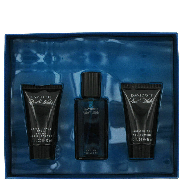 Cool Water Cologne by Davidoff Gift Set -- 1.4 oz Eau De Toilette Spray +1.7 oz After Shave  Balm+ 1.7 oz Shower Gel for Men - Authentic Fragrance - Discount Men Perfume or Cologne Fragrance