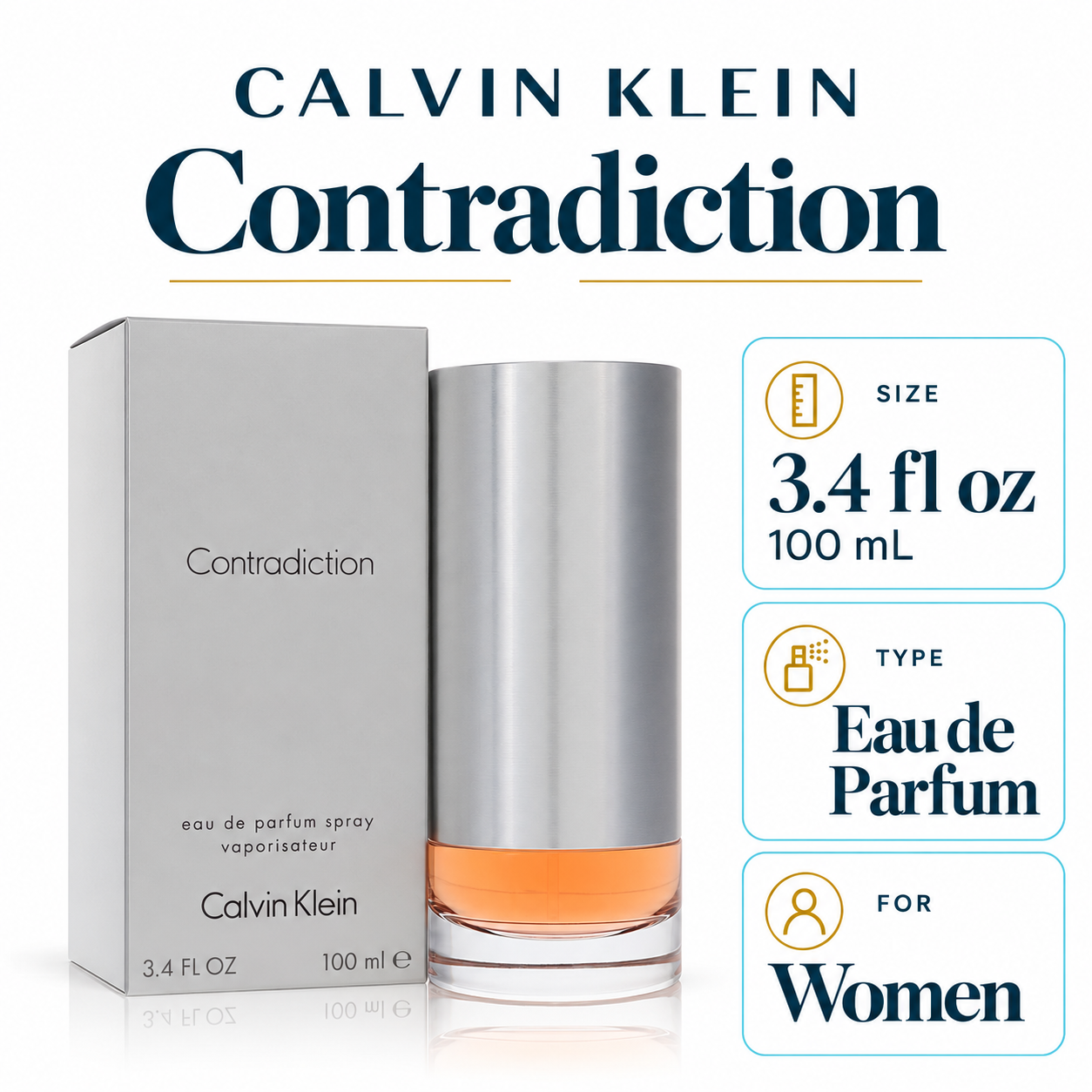 Calvin Klein Contradiction 100 mL EDP for Women — size, type, gender