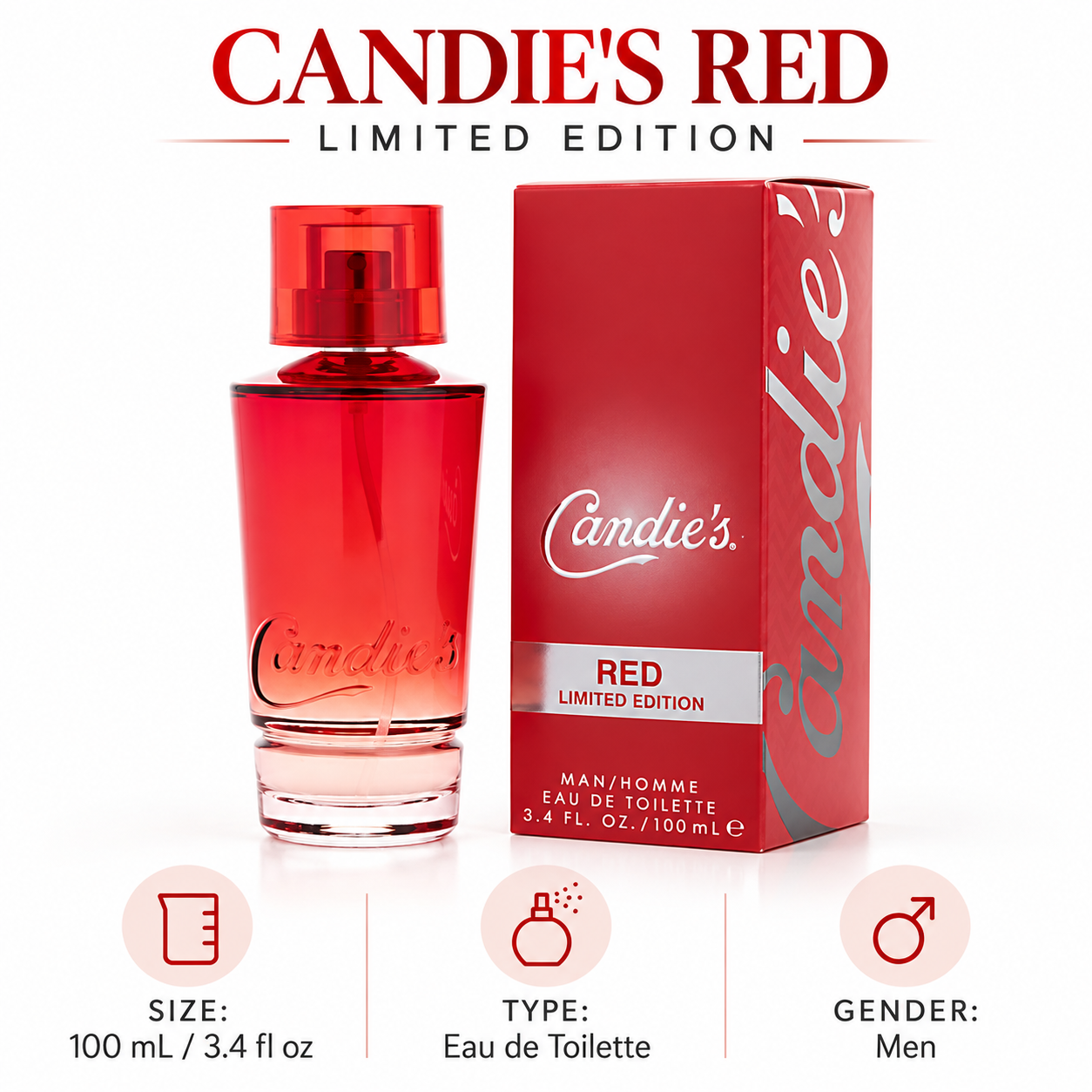 Red By by Candies 3.4 oz oz Eau De Toilette Spray for Men — size, type and gender