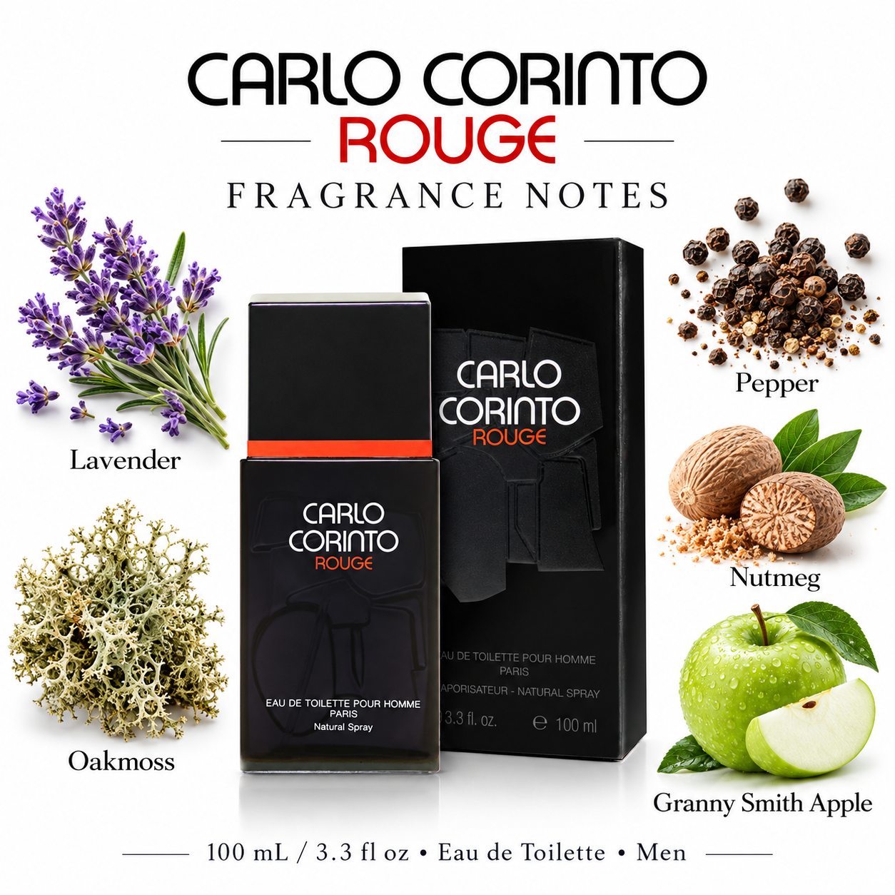CARLO CORINTO ROUGE 100 mL / 3.3 fl oz Eau de Toilette Men — fragrance notes