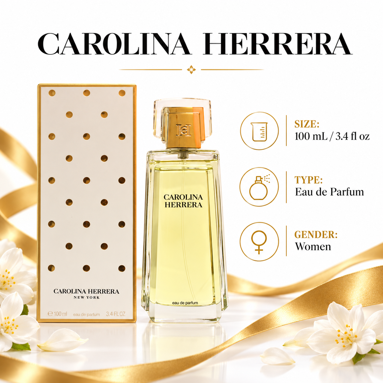 Carolina Herrera 100 mL Eau de Parfum for Women — size, type and gender