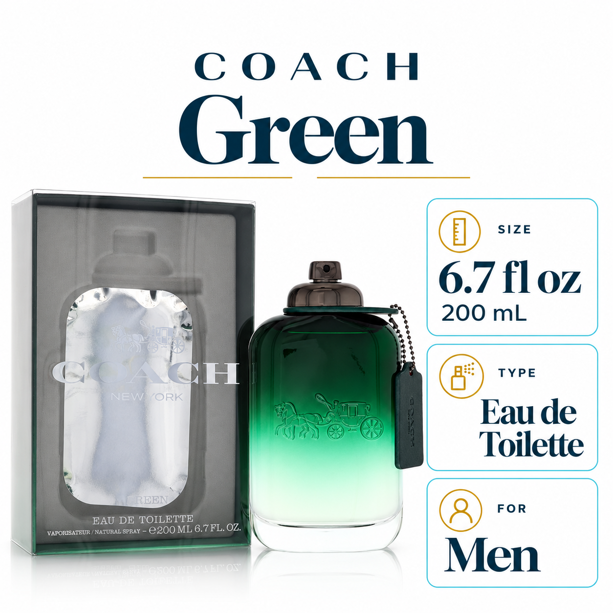 Coach Green 200 mL / 6.7 fl oz Eau de Toilette for men — size, type and gender