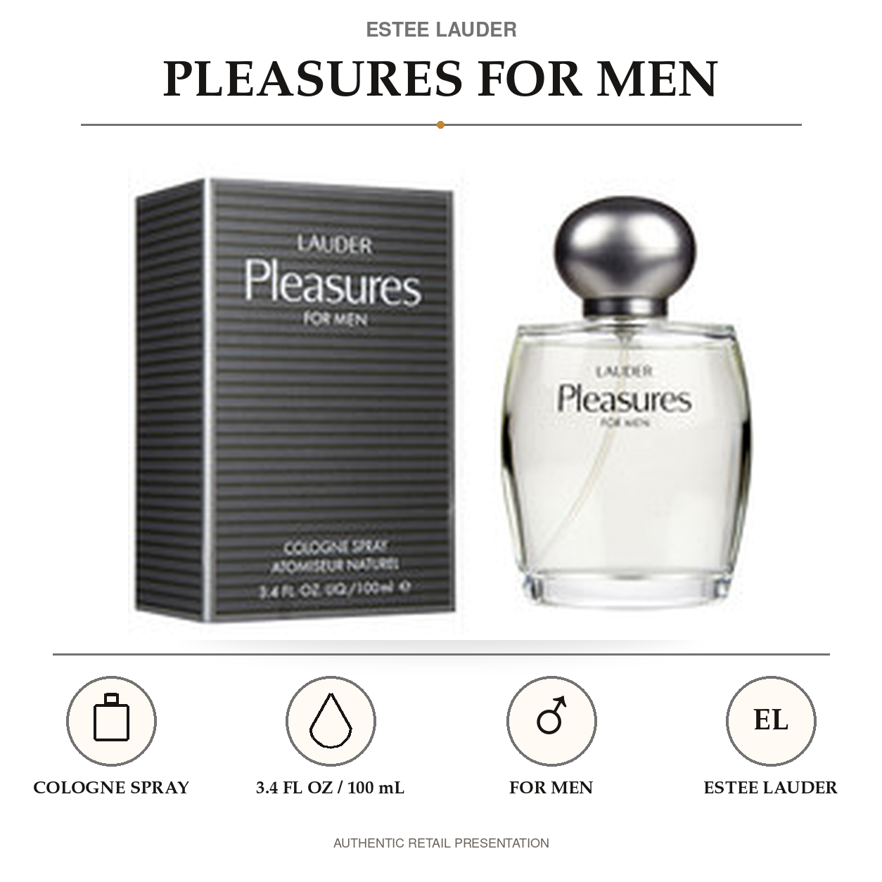 Pleasures by Estee Lauder 3.4 Oz Eau De Cologne Spray for Men - Size [Drive:1cZNYhXJsjn0PW_D1hGYQs6FcTPmITOJg]