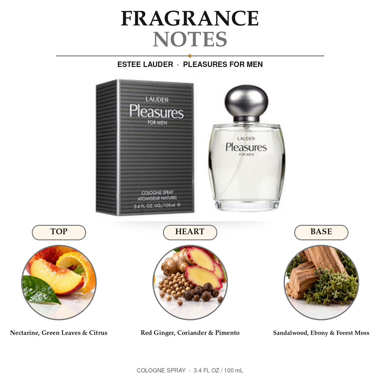 Pleasures by Estee Lauder 3.4 Oz Eau De Cologne Spray for Men - Notes [Drive:1DvfuMLOn7eQ-ZRV6lwCqxRUCTjm8xL15]
