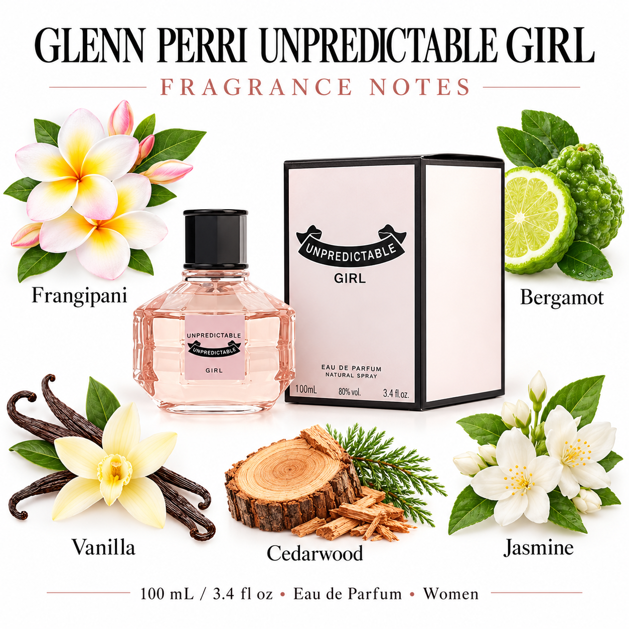 Unpredictable Girl by Glenn Perri 3.4 oz Eau De Parfum Spray for Women — fragrance notes