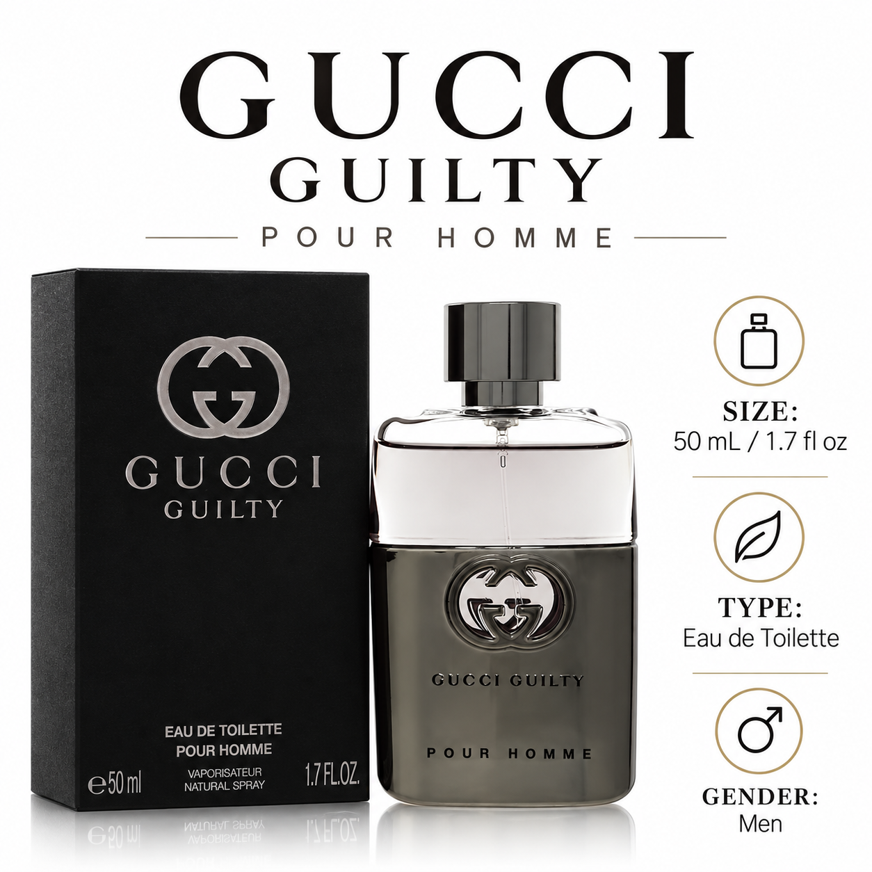 Guilty by Gucci 1.7 Oz Eau De Toilette Spray for Men - Size [Drive:1fbFsefWZCnaTu-sN738ifQkG0W_KNLHf]