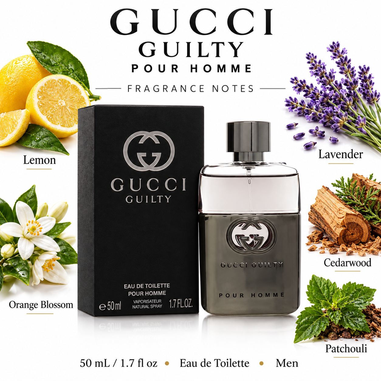 Guilty by Gucci 1.7 Oz Eau De Toilette Spray for Men - Notes [Drive:1VCrgWj9nb2jK4MZVmDNJffDsKwiKButQ]