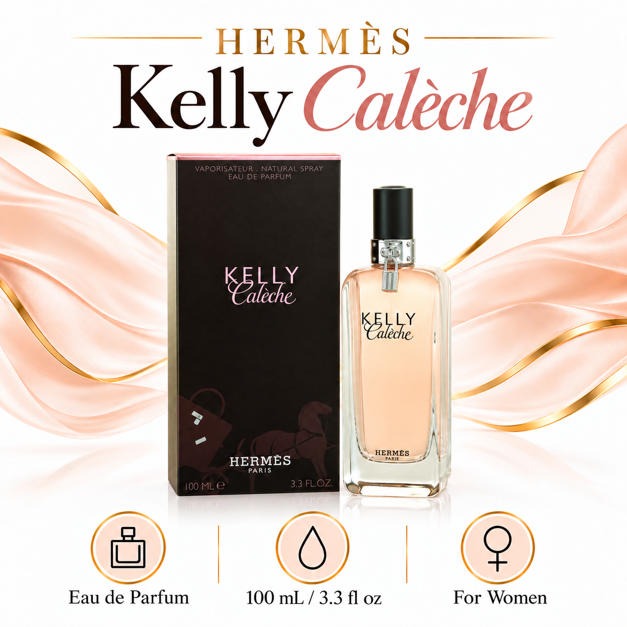Hermès Kelly Calèche 100 mL / 3.3 fl oz Eau de Parfum Women — size, type and gender