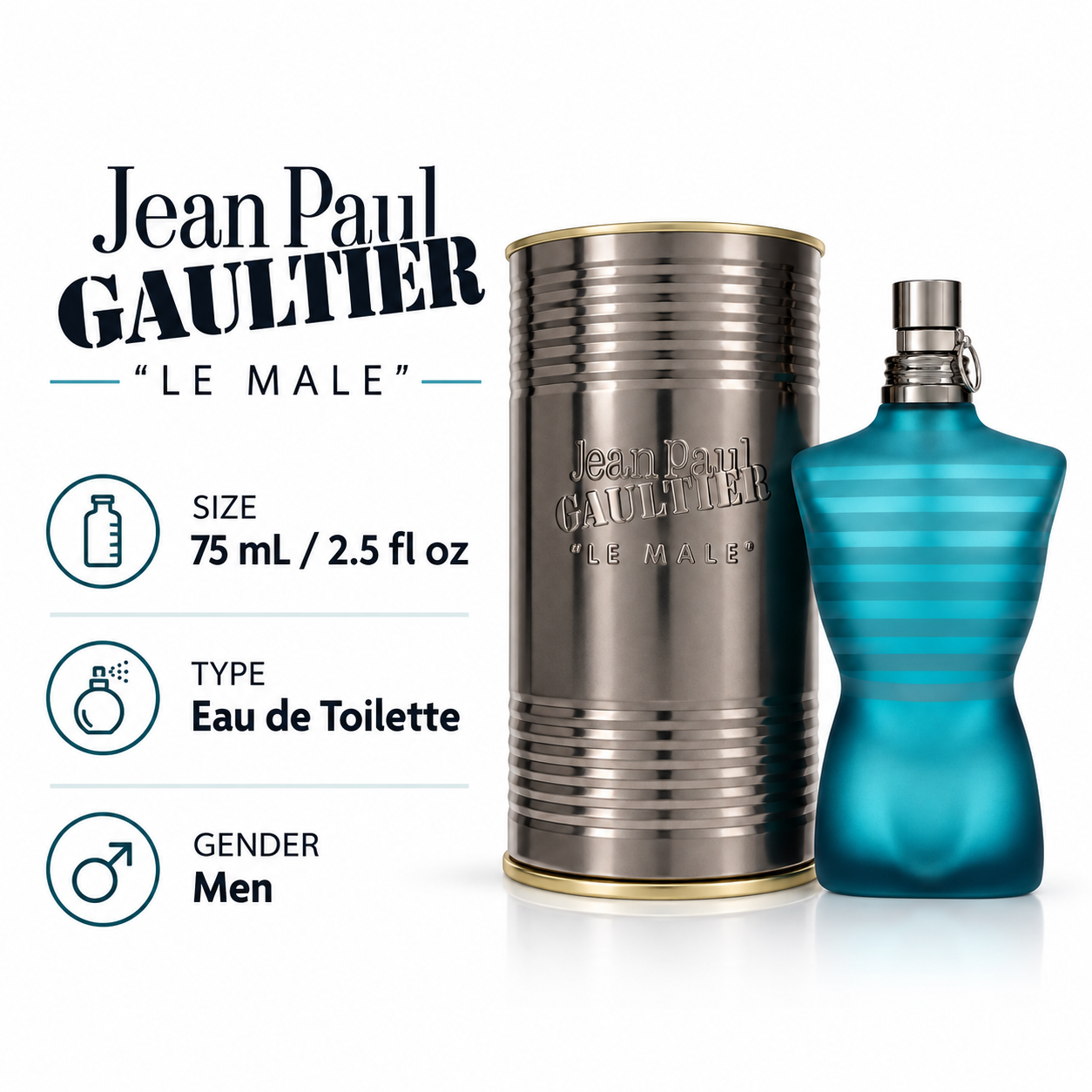 Le Male by Jean Paul Gaultier 2.5 Oz Eau De Toilette Spray for Men - Size [Drive:1AeQTYP144nAP4AL6hUzAmtkfBZVmt8Xr]