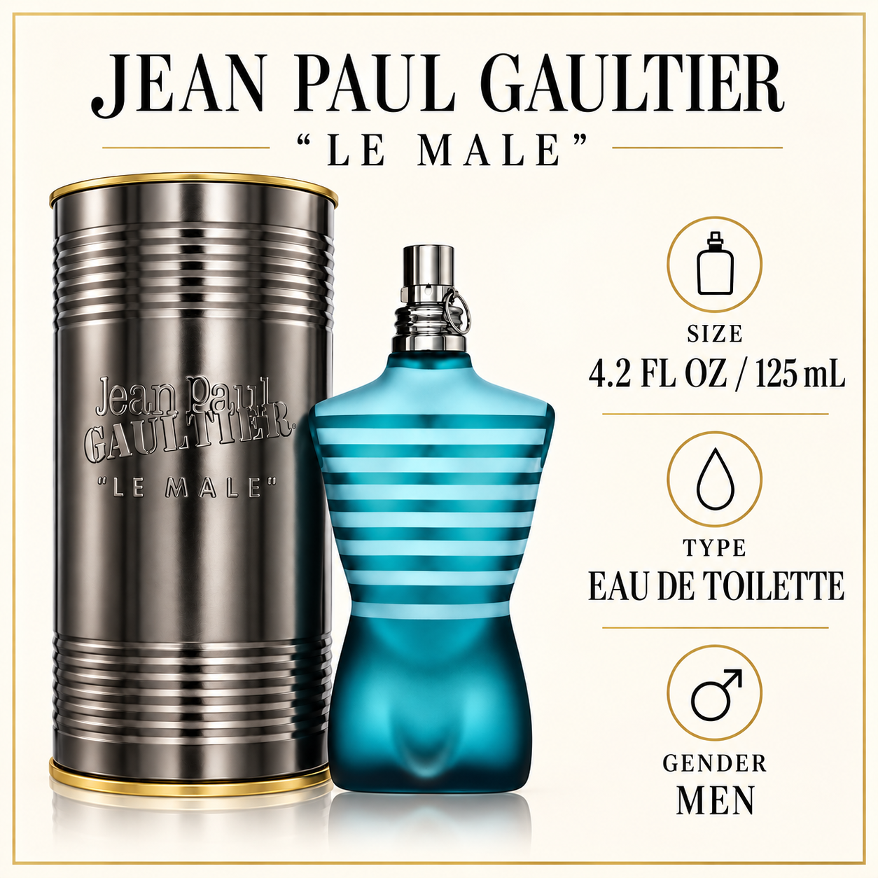 Le Male by Jean Paul Gaultier 4.2 Oz Eau De Toilette Spray for Men - Size [Drive:12PuduKgZKdEK4U1Gmpkc-FONBU_YzS8o]