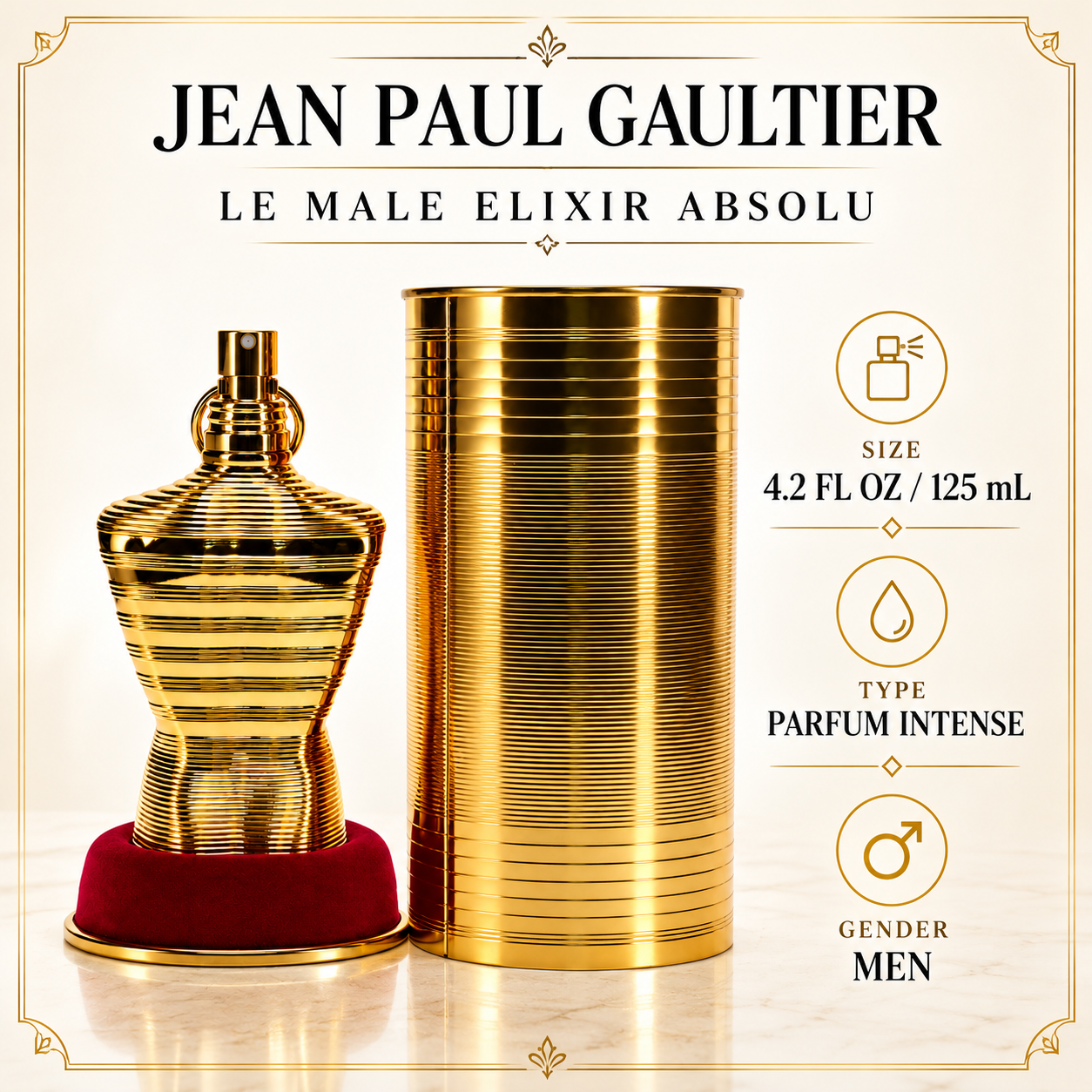 Le Male Elixir Absolu Parfum Intense by Jean Paul Gaultier 4.2 Oz Spray for Men - Size [Drive:1lBybKA7Tb_FO1zWF_2aM8YcdB0wvp1v9]