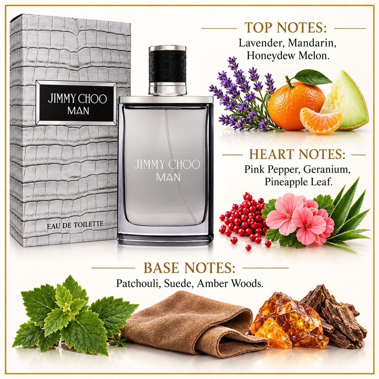 Man by Jimmy Choo 3.4 Oz Eau De Toilette Spray for Men - Notes [Drive:1LZMwkJ7skDmFKqHp_6paOQ996moUo7Xo]