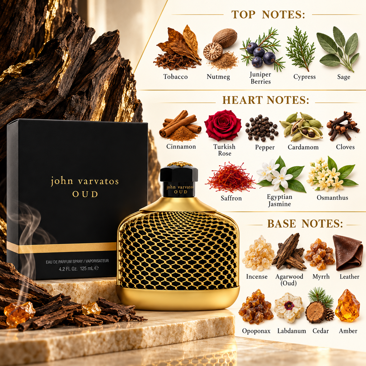 Oud by John Varvatos 4.2 Oz Eau De Parfum Spray for Men - Notes [Drive:14pygUE3jZcww6FGpooHOLRFSkvd7Cjif]