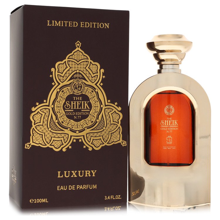 Khalis the Sheik N.77 Luxury Gold Edition Cologne by Khalis Eau De Parfum Spray 3.4 oz for Men - Authentic Fragrance - Discount Men Perfume or Cologne Fragrance