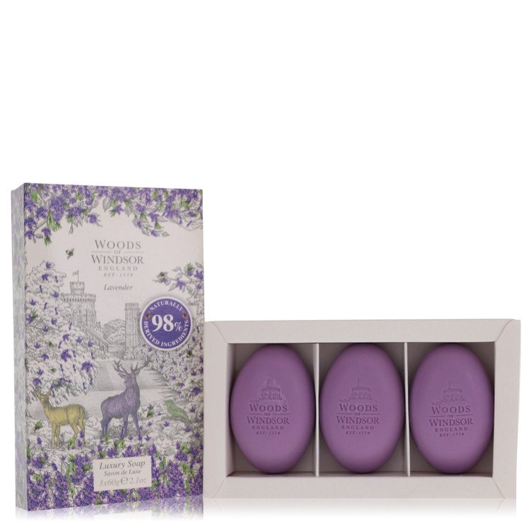Lavender by Woods Of Windsor 3 x 2.1 oz oz Fine English Soap 3 X 2.1 Oz Spray for - Perfumes4All