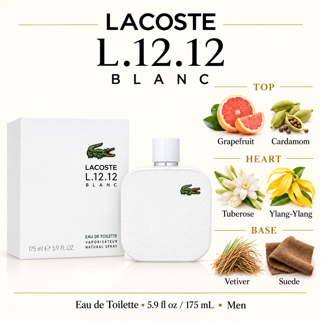 L.12.12 Blanc by Lacoste 5.9 Oz Eau De Toilette Spray for Men - Notes [Drive:13lJNxN0iqc5JHD7P2oB-V2vxE5vjXlZi]