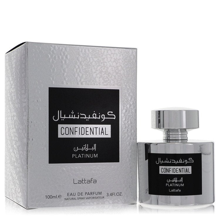 Confidential Platinum by Lattafa 3.4 oz oz Eau De Parfum Spray for Men - Perfumes4All