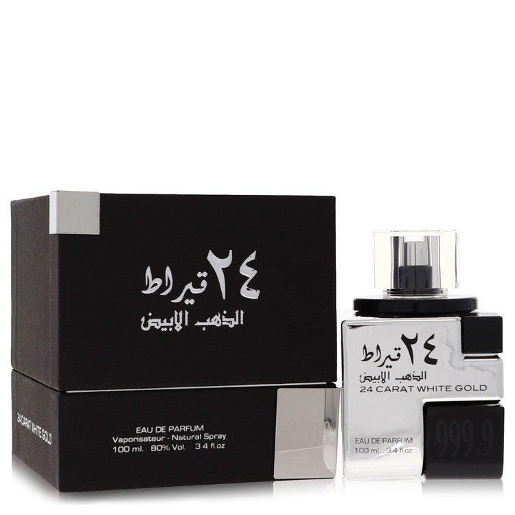 24 Carat White Gold by Lattafa 3.4 oz oz Eau De Parfum Spray for Men - Perfumes4All