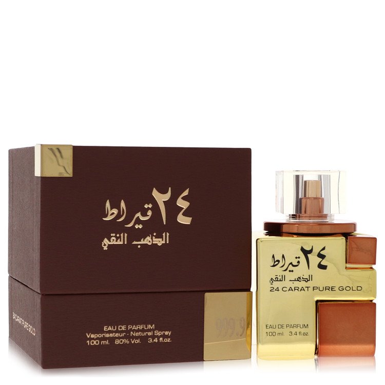 Lattafa 24 Carat Pure Gold Cologne by Lattafa Eau De Parfum Spray (Unisex) 3.4 oz for Men - Authentic Fragrance - Discount Men Perfume or Cologne Fragrance