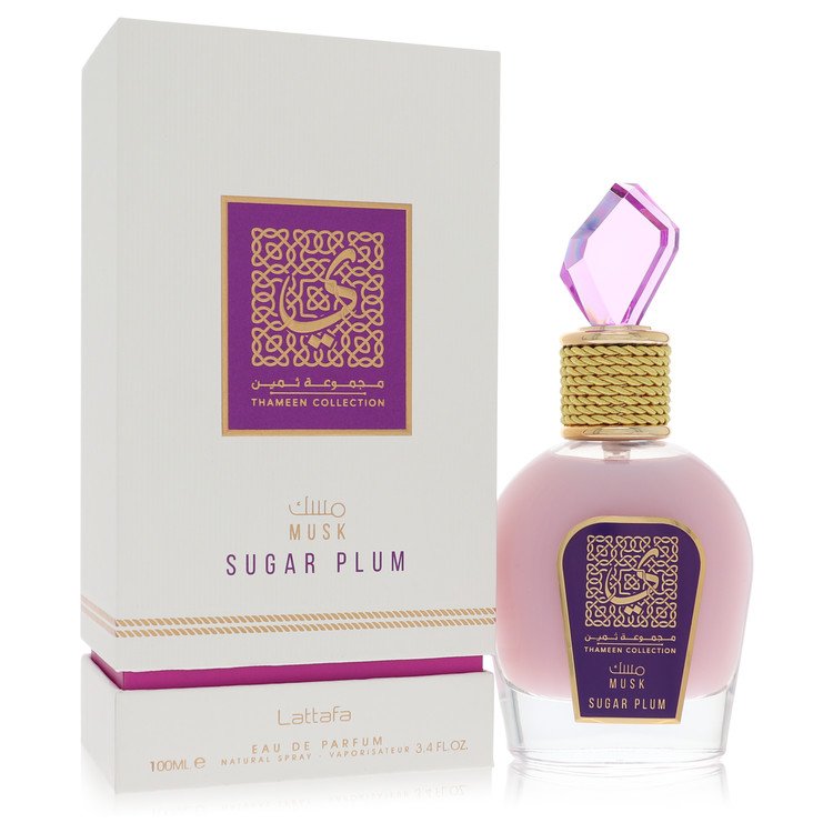 Musk Sugar Plum Thameen Collection Perfume By Lattafa 3.4 Oz Eau De Parfum Spray For Women In Box