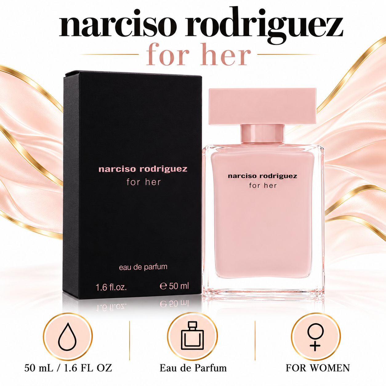 Narciso Rodriguez for her 50 mL Eau de Parfum for Women — size/type/gender