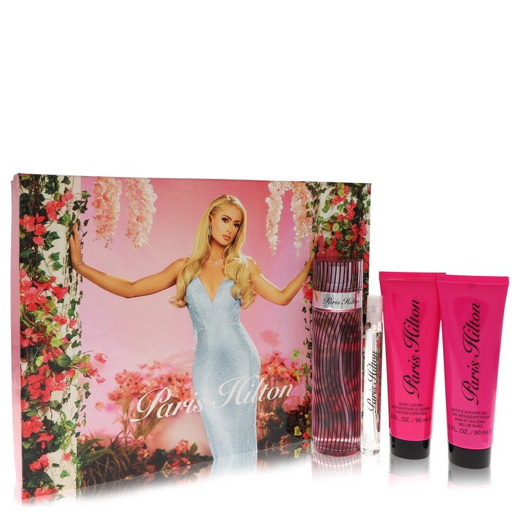 Paris Hilton Perfume by Paris Hilton Gift Set -- 3.4 oz Eau De Parfum Spray + 3 oz Body Lotion + 3 oz Shower Gel + .34 oz  Mini EDP Spray for Women - Authentic Fragrance - Discount Women Perfume or Cologne Fragrance