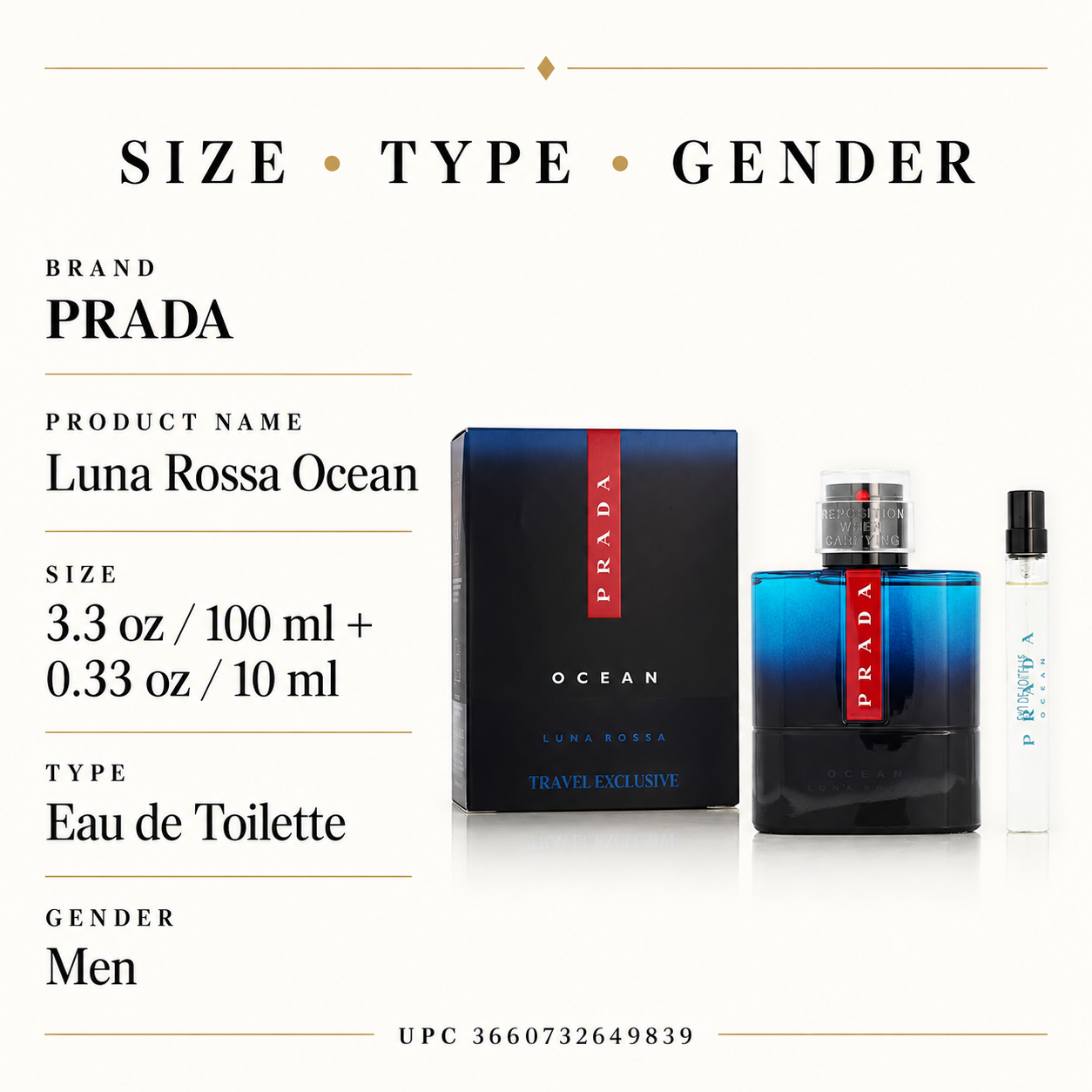 Prada Luna Rossa Ocean by Prada Travel Set (3.3 Oz Eau De Toilette Sp & Mini) for Men - Size [Drive:1_FGObIXdg2da94LjN3xtWEVQ_RWH4zuf]