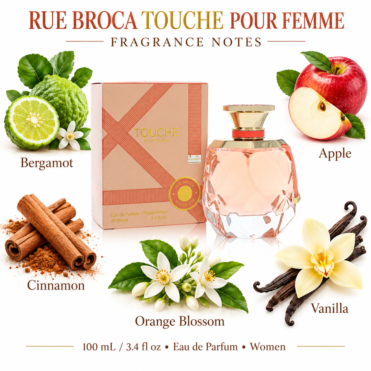 Touche Pour Femme by Rue Broca 3.4 oz Eau De Parfum Spray for Women — fragrance notes